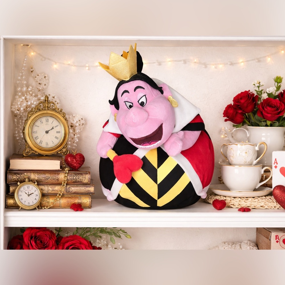Disney Store Queen Of Hearts Plush Alice 16” Alice In Wonderland Villain Stuffed